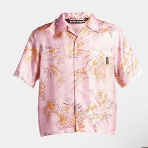 Palm Angel “Abstract Palms” Silk Bowling Shirt, NWT.